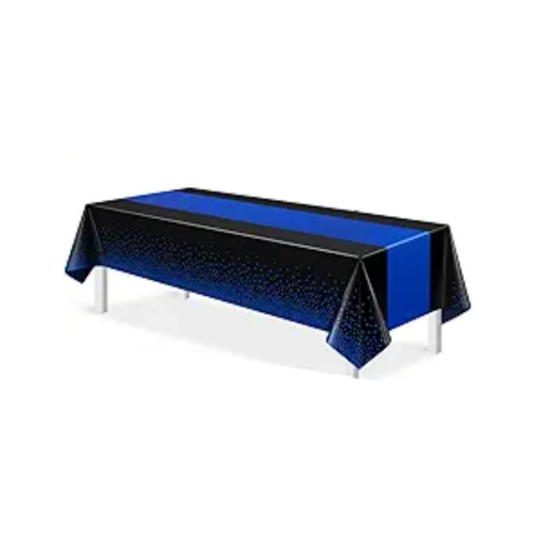 Chemin de table en soie bleue - Nappe noire
