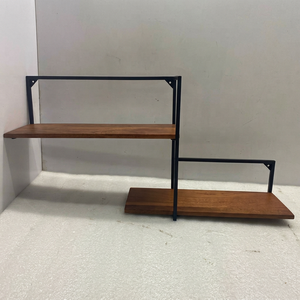 Modern Wall Mounted Metal Wood Floating <b>Shelf</b> Decorative Display Storage Rack Contemporary Organizer for Living Room <b>Bedroom</b> - Product Image 1