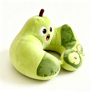 Customized Pear shaped U travel <b>neck</b> <b>pillow</b> plush Green cartoon pear plush <b>neck</b> support <b>pillow</b> Fruit U-shaped airplane travel - Product Image 3