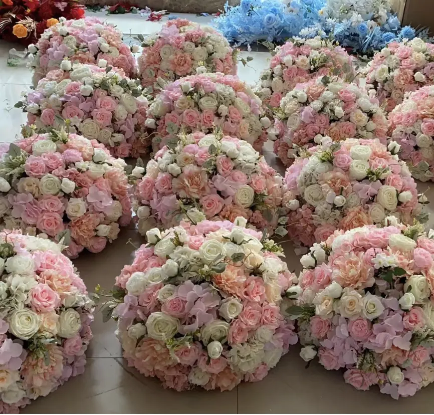 M860 boule de fleurs de mariage rouge blanc Rose, pièces centrales OEM, décoration de Table de mariage, pivoine hortensia, boules de fleurs artificielles