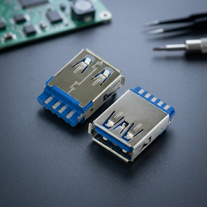 Connecteur USB 3.0 Type Mâle à Souder, Montage Vertical Haute Vitesse, Contacts Étamés, Boîtier PBT, Coque SPCC, UL94V-0 - Product Image 2