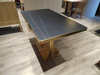 Table de salle à manger en marbre, carrée, moderne, avec Base en fer, Stable