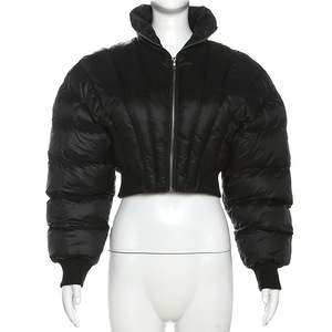 M00011 Automne femmes nouvelle mode casual slim <span class=keywords><strong>court</strong></span> col montant street shot coton rembourré veste blouse <span class=keywords><strong>femme</strong></span> - Product Image 1