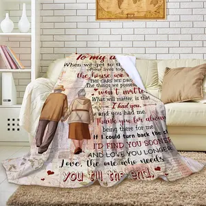 Benutzer definierte Umschlag Decke Flanell Familie Liebesbrief Druck Nachricht Schreiben Brief Decke Thanksgiving Day 130*150cm