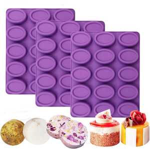 Moule à gâteau ovale en silicone de qualité alimentaire à 15 cavités, facile à démouler, pour la préparation de puddings faits maison - Product Image 1