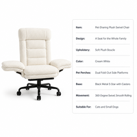 USMILEPET Chaise Partagée en Polaire Sherpa pour Humain et Animal, Double Repose-Pieds Pivotant pour Salon Moderne et Mobilier de Maison