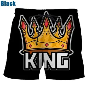 THE KING Golden Letter Print Beach Shorts For Men Women Casual Quick Dry Outdoor Board Shorts Streetwear Mens Swim Trunks