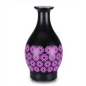 Diffuseur d'arômes noir avec motif géométrique, capacité de 0,5 L, humidificateur ultrasonique pour usage domestique avec fonction minuterie - Product Image 4