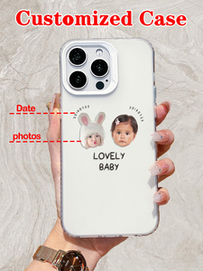 Coque de téléphone personnalisée pour jumeaux avec <span class=keywords><strong>photo</strong></span>, date et texte, 1 pièce, personnalisation transparente en TPU sans support, peinture UV pour modèles 11-17 - Product Image 4