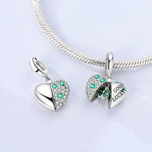 Abalorio de Trébol de la Suerte, Plata de Ley 925, Circonita Verde, Colgante de Trébol de Cuatro Hojas, Compatible con Pulseras Originales, Regalo de Joyería DIY - Product Image 3