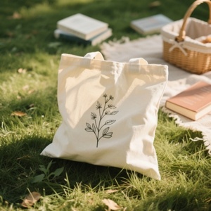 Sacs fourre-tout en toile de coton bio réutilisables et écologiques en gros avec logo personnalisé à bas prix - Product Image 1