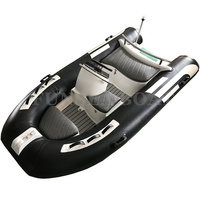 Bateau pneumatique de pêche familial de 3,3 m (11 pieds) en fibre de verre à fond en V profond, avec plancher en teck, pour la navigation en mer, le ski nautique et la vie fluviale