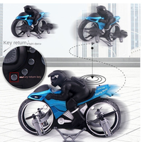AiJH Moto volante télécommandée 2,4 GHz, mini drone amphibie terre et air, jouet moto télécommandée 2 en 1