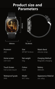 Kan basıncı/400, Bluetooth çağrı ve çok spor modları ile akıllı saat mAh uzun pil max max nabız monitörü - Product Image 6