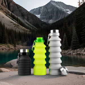 Bouteilles d'eau pliables en silicone sans BPA de 17 oz/500 ml, réutilisables et pratiques pour les voyages, le camping et la randonnée - Product Image 5