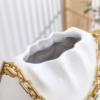 Sac vase nuage créatif avec chaîne résine blanc mignon vase fleur art artificiel pour la maison table salon décor