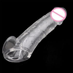 Super realistische strukturierte klare Penis Extended Sleeve Männer wieder verwendbare Kondom Cock Extender größere längere Sexspielzeug für Männer - Product Image 4
