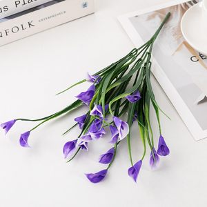 Flores artificiales flores acuáticas plástico primavera hierba violetas acabado seda impresa margaritas flores falsas - Product Image 3