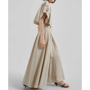Robe maxi décontractée et modeste pour femmes, taille plus, avec manches courtes, motif uni, robe chemise, vêtements confortables pour femmes - Product Image 2