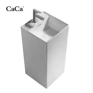 CaCa Customized Ceramic Outdoor One-Piece Base Sink Washbasin Ceramic Independent Column Sink