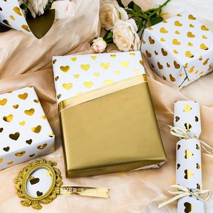 Gift <b>Wrapping</b> <b>Paper</b> Roll 46.8 Sq Ft Golden Heart Design For Wedding Valentine Birthday Bridal Shower Mother's Day - Product Image 6
