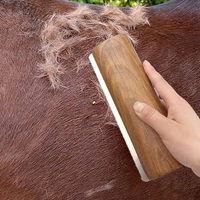 Grattoir à crin de cheval professionnel de luxe, portable, 20 cm, en bois massif et métal, deux-en-un, avec logo personnalisé, pour toilettage équin de qualité