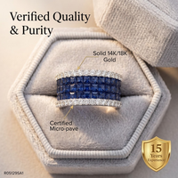 Direkt vom Hersteller 18k Massivgold Natürlicher Saphir Klassischer Ehering Breiter Ring Brillantschliff Krappenfassung Königsblauer Stein