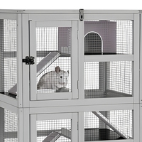 Großer Moderner Holzkäfig für Frettchen, Hamster und Nagetiere mit Treppe und Umweltfreundlichem Design, Kartonverpackt für Innen- und Außenbereich