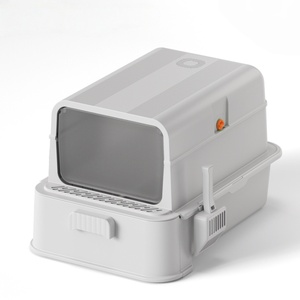 Bac à litière semi-fermé pour <span class=keywords><strong>chat</strong></span>, <span class=keywords><strong>anti</strong></span>-éclaboussures, avec clôture haute, grande capacité, avec filtre à sable, pédale, facile à nettoyer pour les chats - Product Image 5