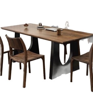 Bureau en bois massif couleur noyer, grande planche, multifonctionnel, bureau d'étude et d'ordinateur - Product Image 5