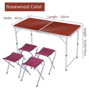 YILU Lightweight Portable <strong>Dining</strong> Picnic <strong>Table</strong> Set 4 Foot <strong>Folding</strong> <strong>Table</strong> <strong>with</strong> 4 <strong>Chair</strong> Set Outdoor Garden <strong>Dining</strong> <strong>Tables</strong> <strong>Chairs</strong> Set - Product Image 1