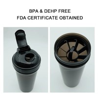 Gourde de sport portable sans BPA en PP, anti-fuite, pour protéines, 500ml/700ml, revêtement compatible lave-vaisselle, vente en gros