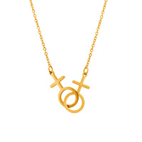 Collier Pendentif Minimaliste en Acier Inoxydable pour Couples, Symbole de Genre, Chic et Polyvalent, Doré, Meilleure Vente