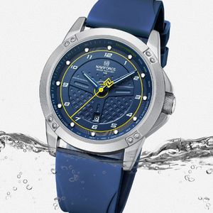 NAVIFORCE 8031 Orologio da Uomo Sportivo in Silicone Impermeabile Orologi al Quarzo da Uomo Moda Luminoso con Calendario Orologio da Polso Argento Blu - Product Image 4