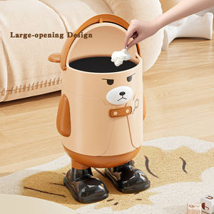 EXCLUSIF Petit Ours Poubelle Mignon Dessin Animé Haut De Gamme Pas De Pliage En Plastique PP Bureau Maison Stockage Poubelle avec Pieds Épais - Product Image 4