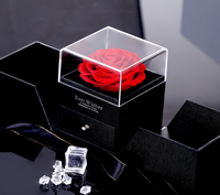 Préservé Réel Rose Fleur Roses Éternelles Double Porte Acrylique Bijoux Rose Cadeaux Boîte Saint Valentin Fête Des Mères Cadeaux 2024