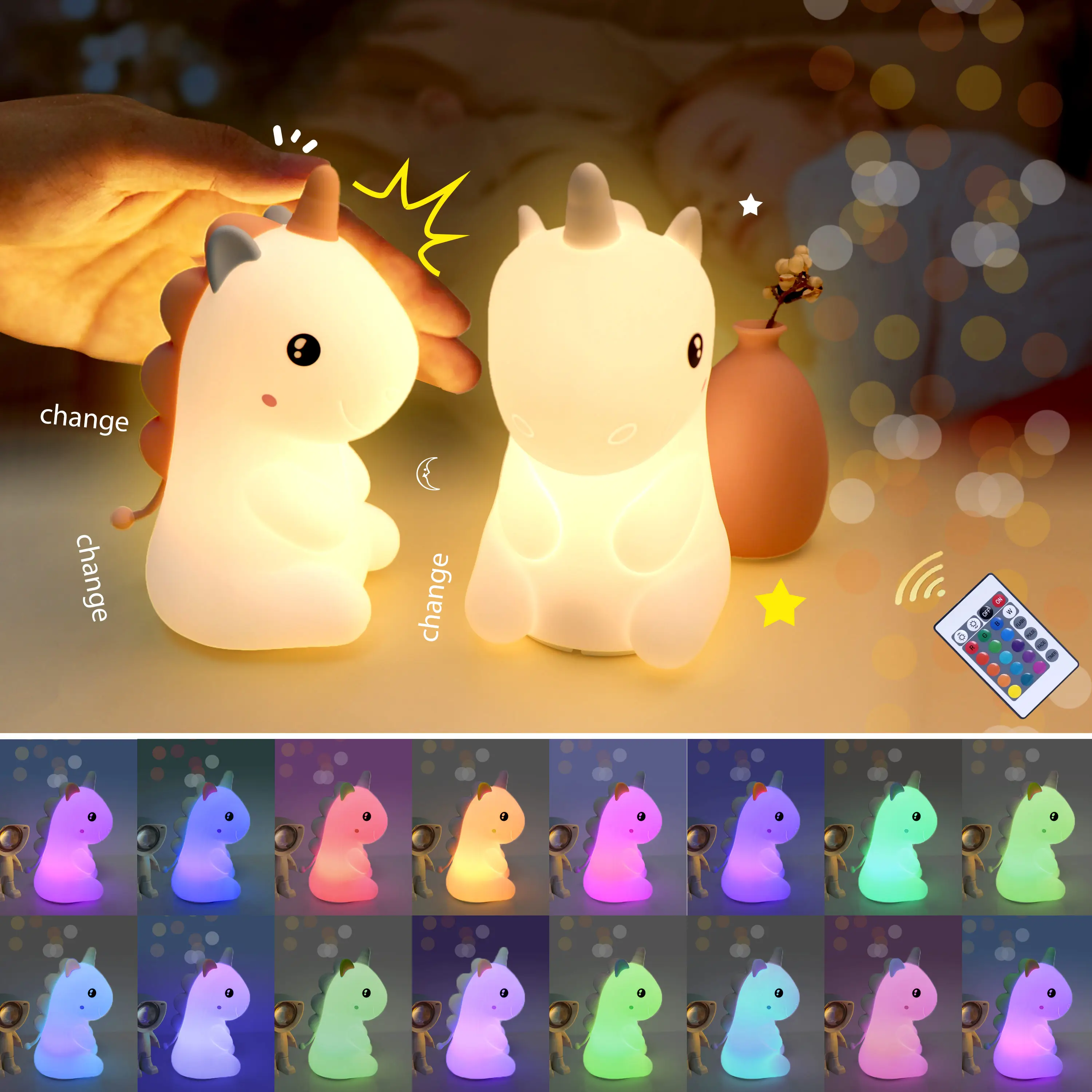 Veilleuse en silicone pour lampe de dessin animé mignon avec touche rechargeable