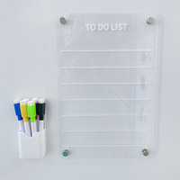 Tableaux mémo manuscrits Tableaux mémo magnétiques acryliques effaçables Affichage de notes autocollantes pour écrire des messages Porte-clés en plastique