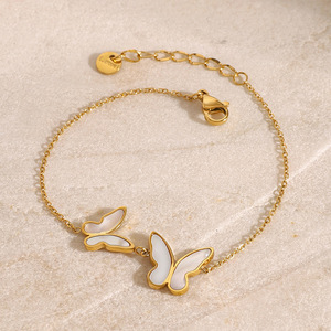 Yueli Butterfly <b>Bracelet</b> Gold Chain With <b>Shell</b> Inlay Women's Jewelry Gift Fashion Accessory - Product Image 3