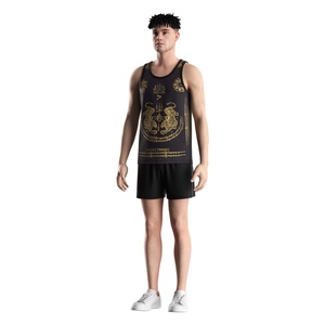 T-shirt et short de boxe thaïlandaise à séchage rapide, doux, sublimé, pour l'entraînement, sans manches - Product Image 5