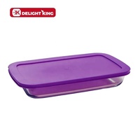 Plat à pâtisserie en verre borosilicate avec couvercle en plastique, résistant à la chaleur, écologique, compatible four et réfrigérateur, 400