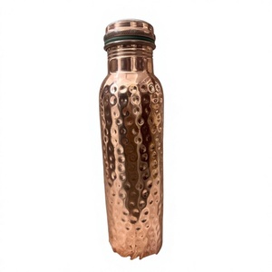 Hammered Texture Pure Copper <b>Bottle</b> Easy Grip Leakproof <b>Metal</b> <b>Water</b> <b>Bottle</b> Reusable Food Grade Good For Health Made In India - Product Image 1