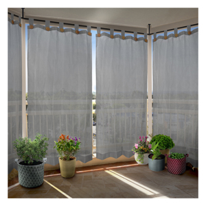 Rideau d'extérieur en boucle 150 GSM gris clair avec un style moderne et doux pour une ombre élégante, une intimité et un balcon aéré - Product Image 1