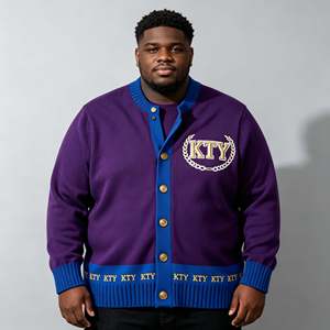 <span class=keywords><strong>Cardigan</strong></span> Invernale da <span class=keywords><strong>Uomo</strong></span> Personalizzato di Grandi Dimensioni, Giacca <span class=keywords><strong>Blu</strong></span> con Orlo a Costine, Bottoni Singoli, Lavorazione a Maglia 12 GG - Product Image 1