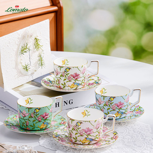 Set di Tazze e Piattini in Porcellana <span class=keywords><strong>Bone</strong></span> <span class=keywords><strong>China</strong></span> con Bordo Dorato per Caffè e Tè, Ideale per Casa e Regalo per il Festival di Metà Autunno - Product Image 1