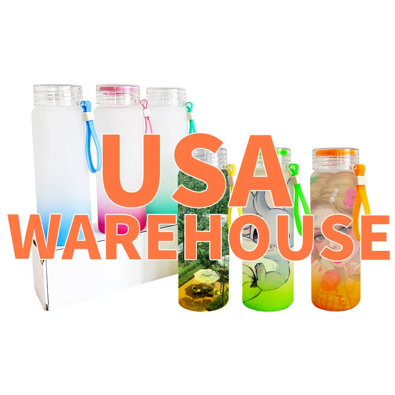 Usa Warehouse Auslaufs ichere Becher becher 17oz Blank Sublimation Mixed Color 500ml Glas wasser flasche für Dye Sublimation Heat Press