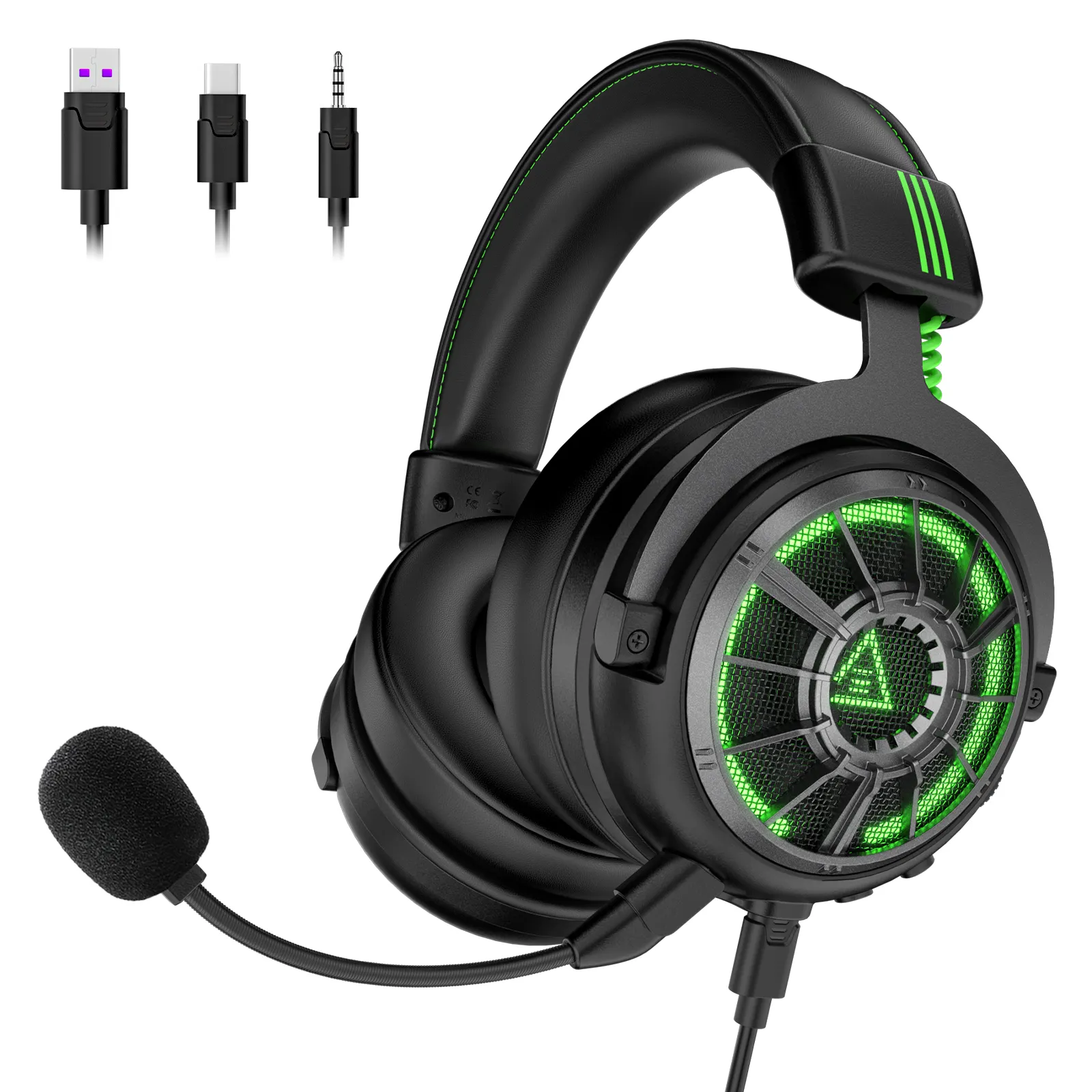 Nieuwe Headset Voor Pc Mobiele PS4 Xbox Eksa E5000 Pro Starengine 3in1 7.1 Sound Wired Gaming Headset Met Groene Led licht