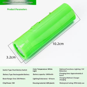 Lampe torche <span class=keywords><strong>LED</strong></span> rechargeable en ABS pour camping, <span class=keywords><strong>détecteur</strong></span> de lumière violette pour agents fluorescents, détection d'argent, marché nocturne - Product Image 4
