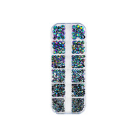 Décorations pour ongles en verre, à fond plat, 12 grilles, mélange de strass, couleurs AB, diamant, 3D, accessoires de manucure, bricolage