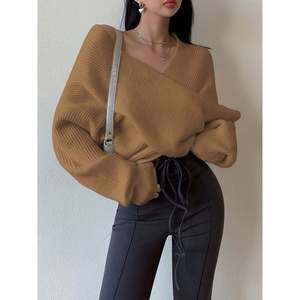 <b>Cropped</b> One Shoulder Batwing <b>Sweater</b> Women's Knit Top <b>White</b> - Product Image 4